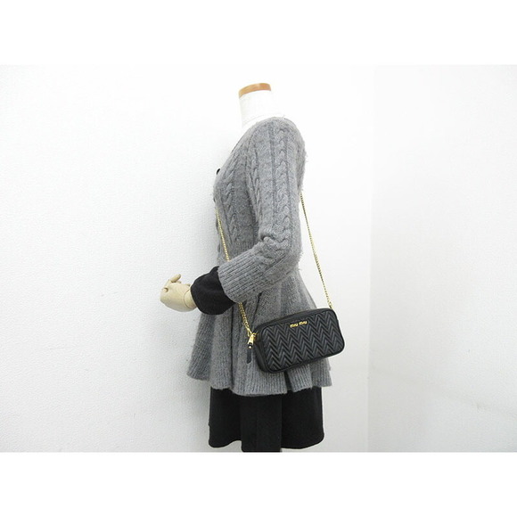 Miu Miu Matelasse Chain Shoulder Bag Black Leather - Picture 9 of 9